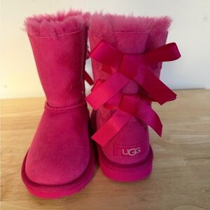UGG Kids Bailey Bow Pink Boots with Fur